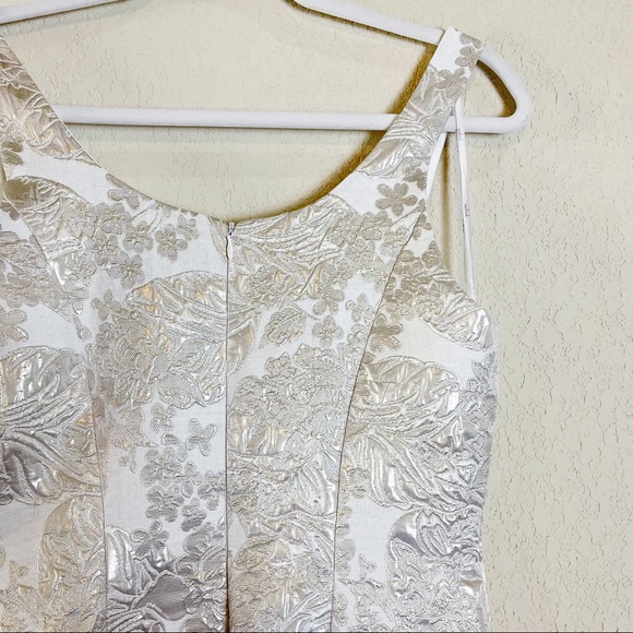 Lulu’s Vow or Never White Jacquard Floral Print High-Low Midi Dress White XS - Picture 7 of 8